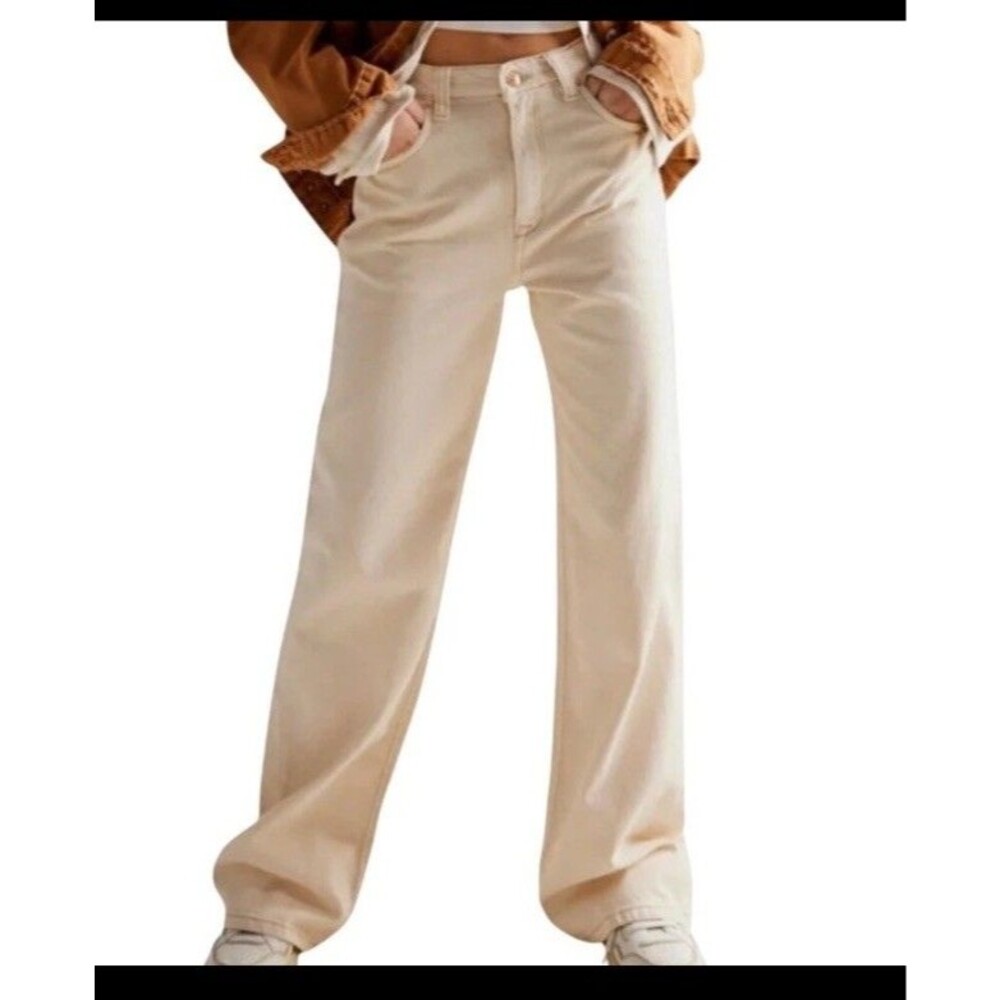 Free People We The Free Tinsley Baggy High Rise Jeans  Straight Fit Size 33 NWT